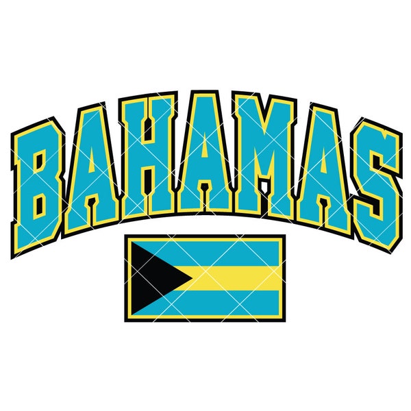 BAHAMAS Flag Arched text word art vector .eps, .dxf, .svg .png. Vinyl Cutter Ready, T-Shirt, CNC clipart graphic 2287