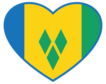 Saint Vincent and the Grenadines Flag Heart Islands Flags vector eps, .dxf, .svg .png. Vinyl Cutter Ready, T-Shirt, CNC clipart graphic 0996