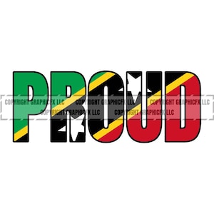Saint Kitts Proud Flag text word art vector .eps, .dxf, .svg .png. Vinyl Cutter Ready, T-Shirt, CNC clipart graphic 2125
