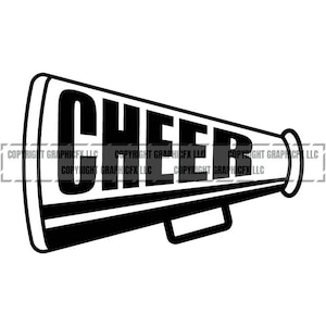 Cheer Megaphone Cheerleading Cheerleader INSTANT DOWNLOAD vector .eps, .dxf, .svg .png Vinyl Cutter Ready, T-Shirt, CNC clipart graphic 1146