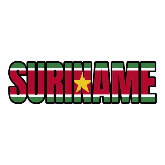 Suriname Flag Text Word Art Surinam Vector .eps, .dxf, .svg .png. Vinyl  Cutter Ready, T-shirt, CNC Clipart Graphic 0848 