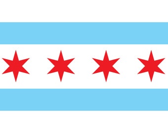 Bandiera di Chicago, Illinois. Bandiere 1 vettore .eps, .dxf, .svg .png. Pronta per il taglio su vinile, T-shirt, grafica clipart CNC 0617