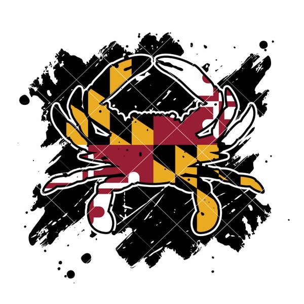 Maryland Crab Flag Paint Digital Download  vector .eps, .dxf, .svg .png pdf Vinyl Cutter Ready, T-Shirt, CNC clipart graphic 2434