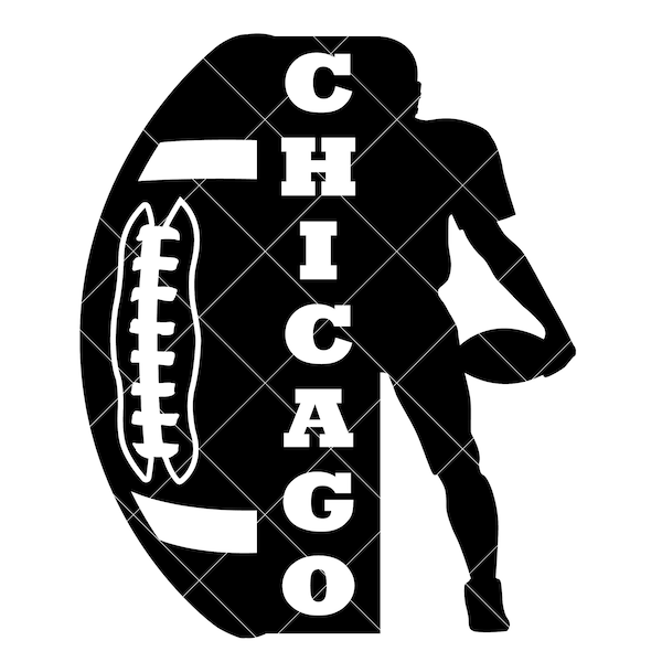 Chicago Football Player vector .eps, .dxf, .svg .png. Vinyl Cutter Ready, T-Shirt, CNC clipart graphic 2448