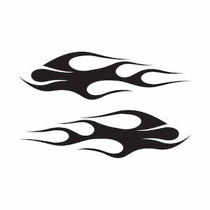 May include: Two black flame decals with a stylized design. The flames are pointed to the right.