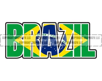 Brazil Flag text word art Island vector .eps, .dxf, .svg .png. Vinyl Cutter Ready, T-Shirt, CNC clipart graphic 2195