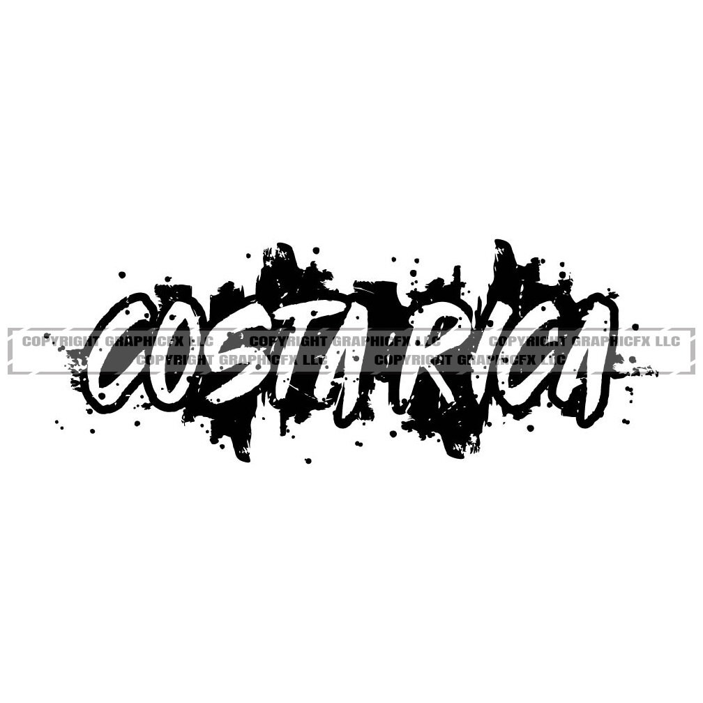 Costa Rica Paint Splatter Word Art: T-shirt CNC Clipart (digital