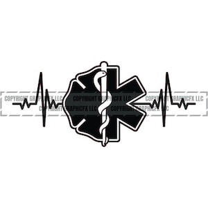 Fire Department EMT ems heartbeat logo .eps, .svg, .dxf & 1 .png Vinyl Cutter Ready, T-Shirt, CNC clipart Ambulance Fire Rescue graphic 2011