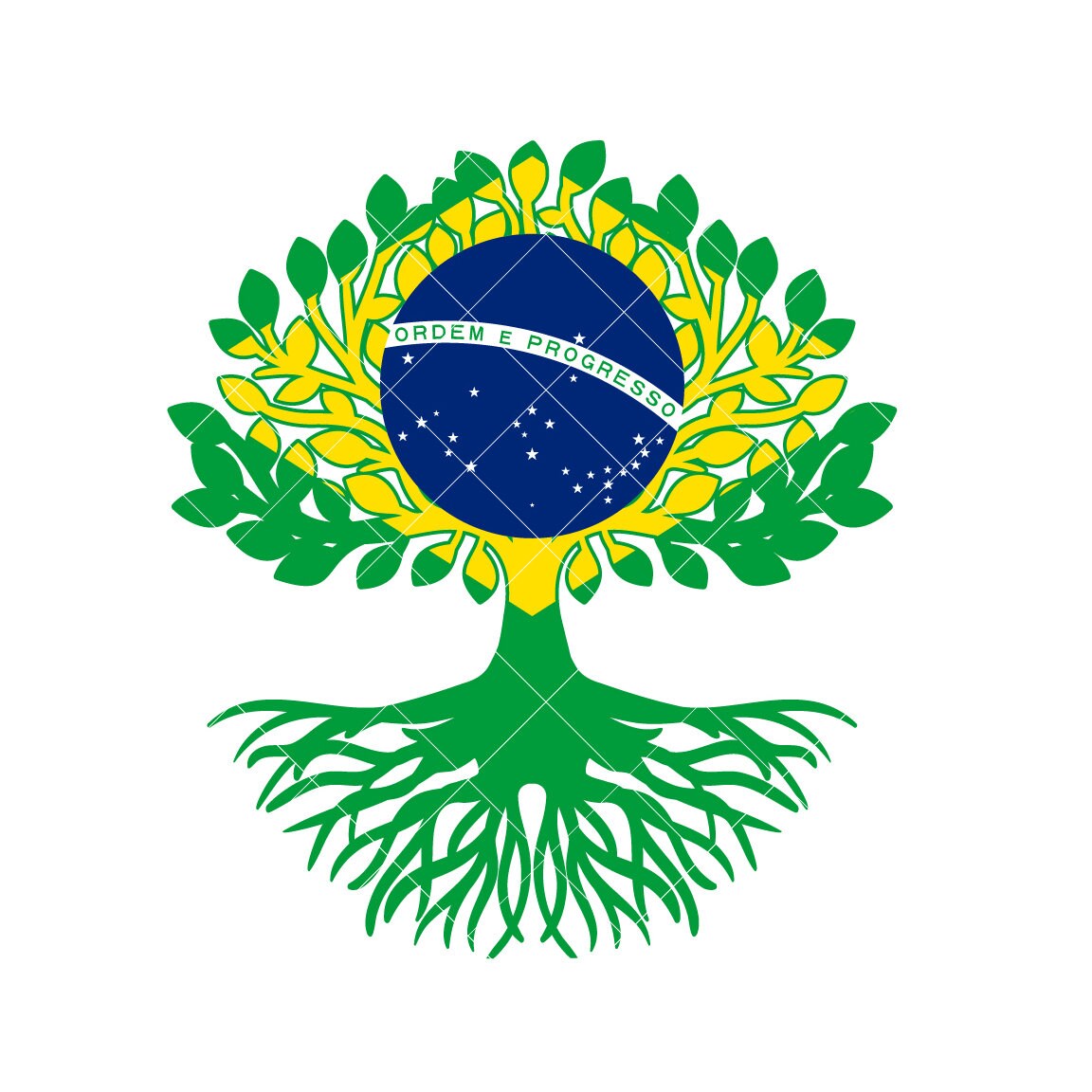 Brasilien Flagge Wurzeln Art Digital Download Vektor .eps, .dxf, .svg .png Vinyl Cutter Ready, T-Shirt, CNC Clipart Brazillian Grafik 2433