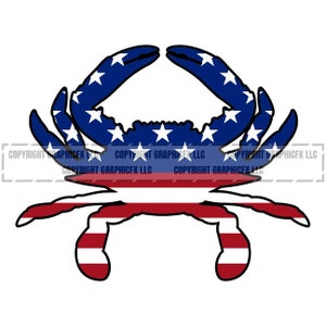 USA Flag Blue Crab Flag Digital Download  vector .eps, .dxf, .svg .png Vinyl Cutter Ready, T-Shirt, CNC clipart graphic 0820  *71*