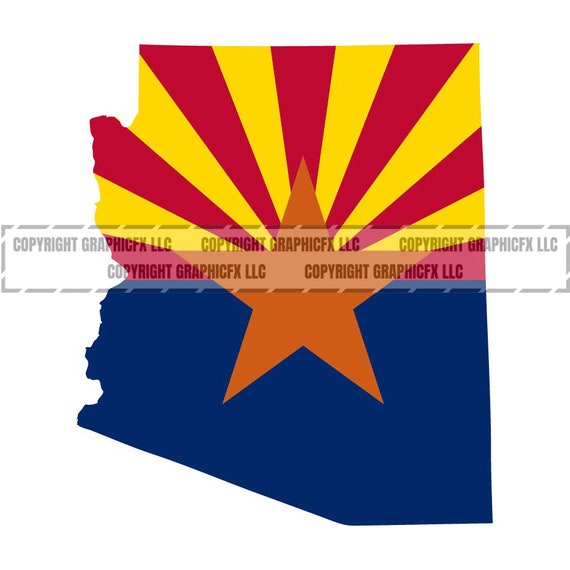 Arizona State Shape Flag INSTANT DOWNLOAD 1 Vector .eps, .dxf, .svg .png.  Vinyl Cutter Ready, T-shirt, CNC Clipart Graphic 2197 