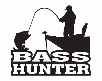 Bass Hunter Fishing vector eps, .svg, .png, .dxf Vinyl Cutter Ready, T-Shirt, CNC clipart graphic 0110