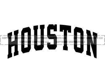 Houston Arched Text Vector Art: Commercial Use Clipart (Digital Download)
