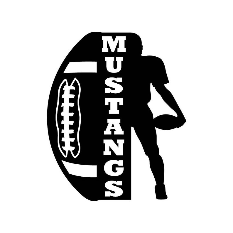 Mustangs Football with Player Mustang vector eps dxf svg png Etsy