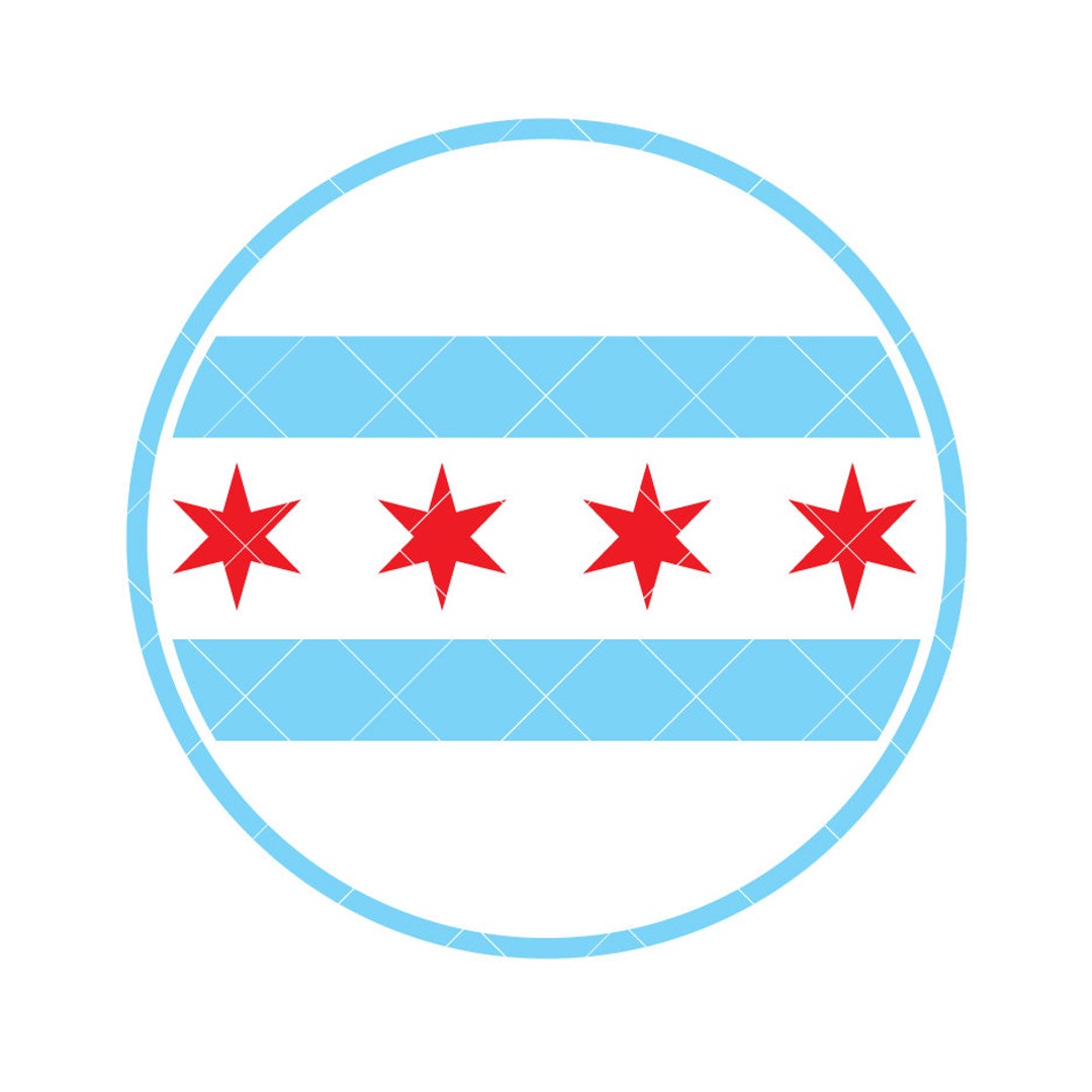 Chicago City Flag Round Roundel Vector .eps, .dxf, .svg .png .pdf Vinyl