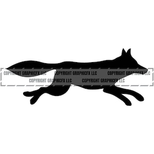 Fox running vector .eps, .dxf, .svg .png Vinyl Cutter Ready, T-Shirt, CNC clipart graphic 2035