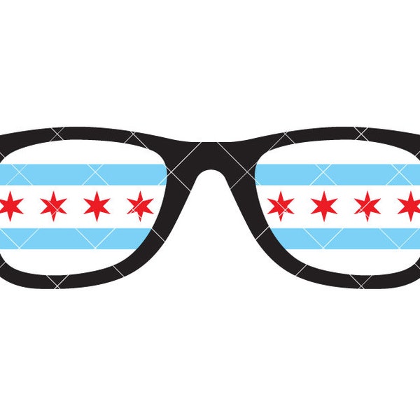 Chicago Flag Sunglasses INSTANT DOWNLOAD vector .eps, .dxf, .svg .png. Vinyl Cutter Ready, T-Shirt, CNC clipart graphic 2307