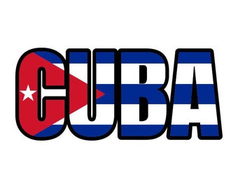 Cuba Flag word art vector Cuban .eps, .dxf, .svg .png. Vinyl Cutter Ready, T-Shirt, CNC clipart graphic 0876 Made In USA
