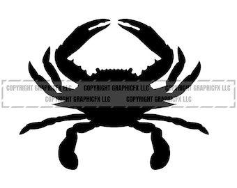Blue Crab Silhouette vector .eps, .dxf, .svg .png. Vinyl Cutter Ready, T-Shirt, CNC clipart graphic 0819