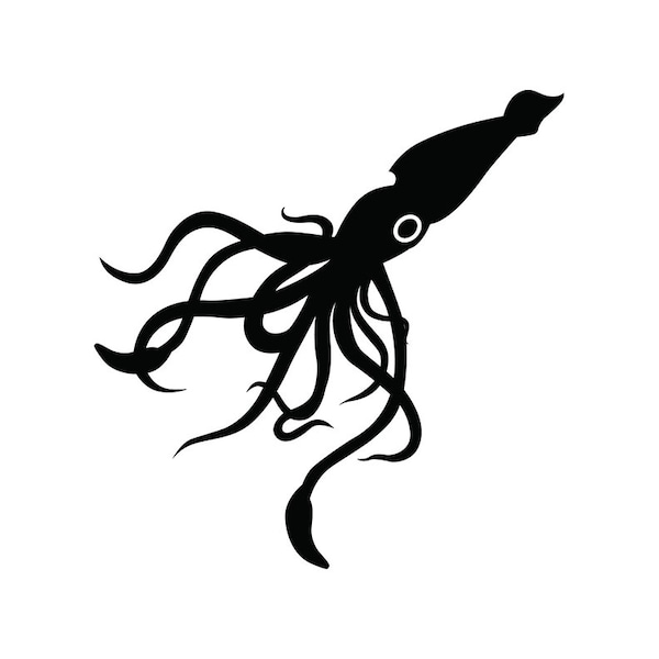 Squid vector .eps, .dxf, .svg .png. Vinyl Cutter Ready, T-Shirt, CNC clipart graphic Kraken 0820