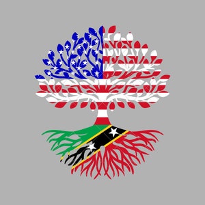 USA Saint Kitts and Nevis Roots Art vector .eps, .dxf, .svg .png Vinyl Cutter Ready, T-Shirt, CNC clipart United States graphic 2378