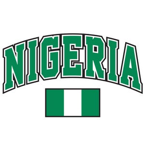 Nigerias flagga välvd text vektorgrafik (digital nedladdning)