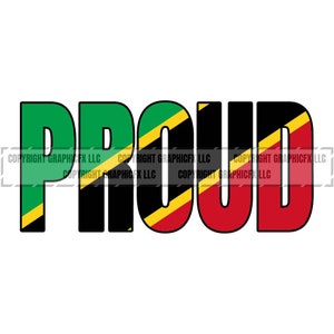 Saint Kitts Proud Flag text word art vector .eps, .dxf, .svg .png. Vinyl Cutter Ready, T-Shirt, CNC clipart graphic 1115