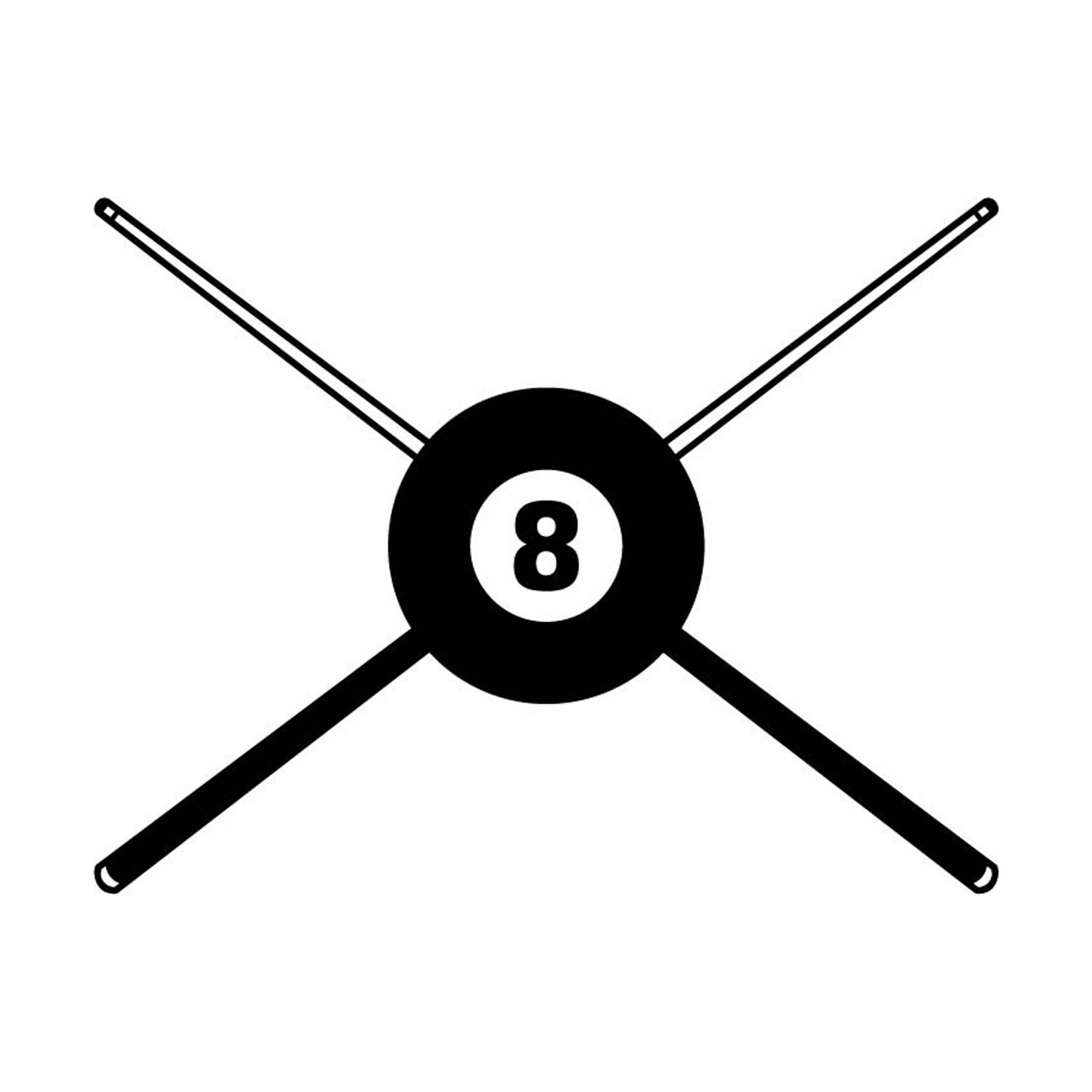 Crossed Pool Sticks Eight Ball Cue Billiards Vector .eps, .dxf, Svg, & a .png Vinyl Cutter Ready