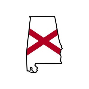 Alabama Flag State Outline INSTANT DOWNLOAD 1 vector .eps, .dxf, .svg .png. Vinyl Cutter Ready, T-Shirt, CNC clipart graphic 0204