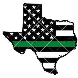 Bandeira do Texas com linha verde fina SVG: vetor de contorno do estado dos EUA (download digital)