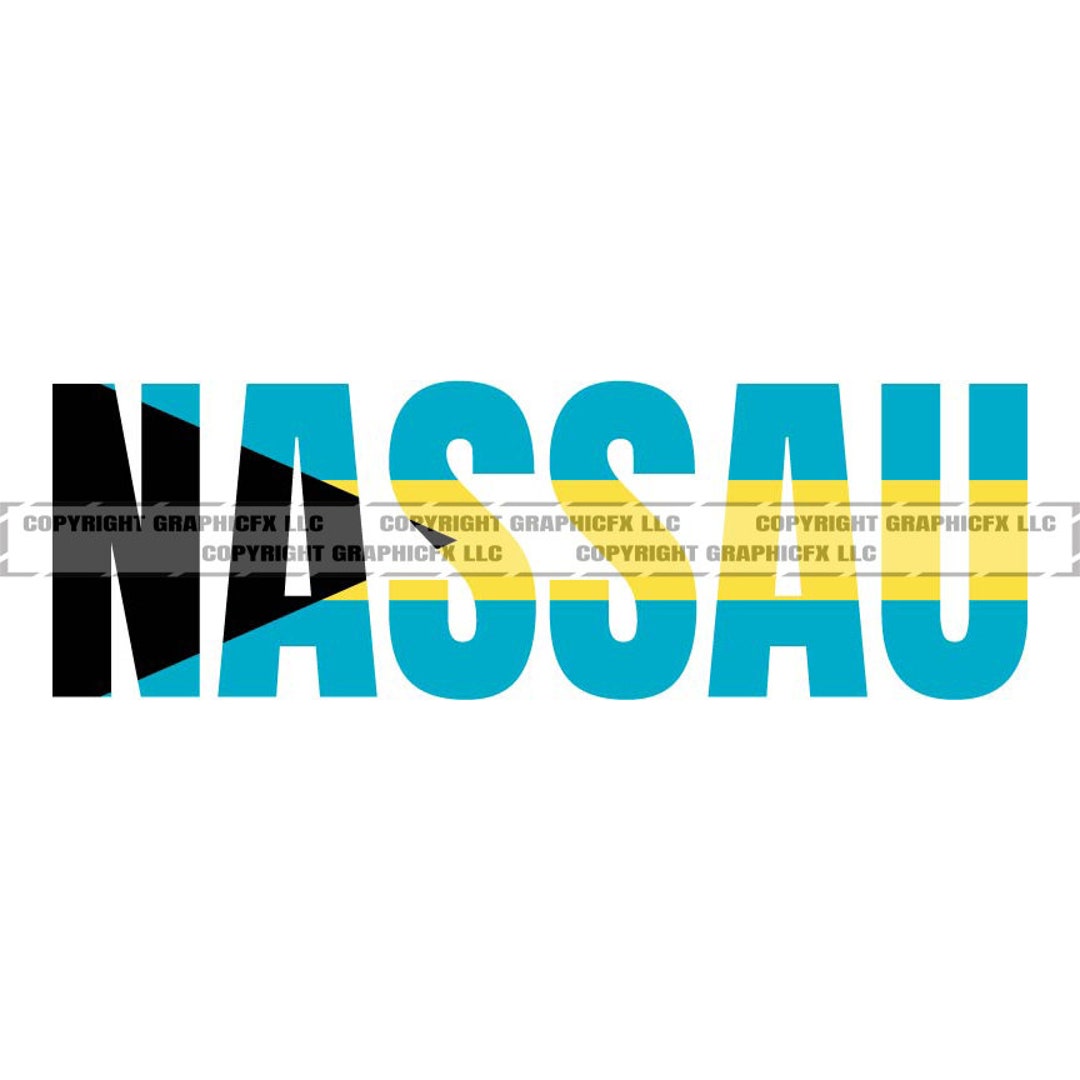 NASSAU BAHAMAS Flag Word Art Vector .eps, .dxf, .svg .png. Vinyl Cutter