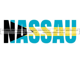Nassau Bahamas Flag Word Art: Vector Graphic (Digital Download)
