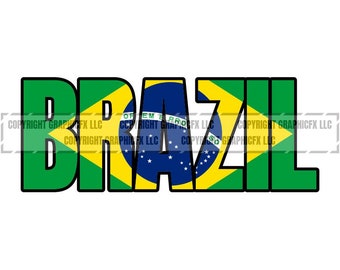 ブラジル国旗のテキストアートベクターグラフィック（デジタルダウンロード）