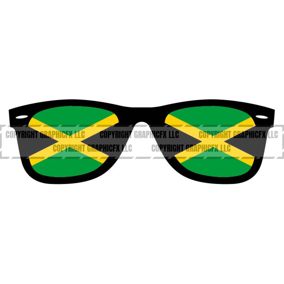 Jamaica Flag Sunglasses INSTANT DOWNLOAD Vector .eps, .dxf