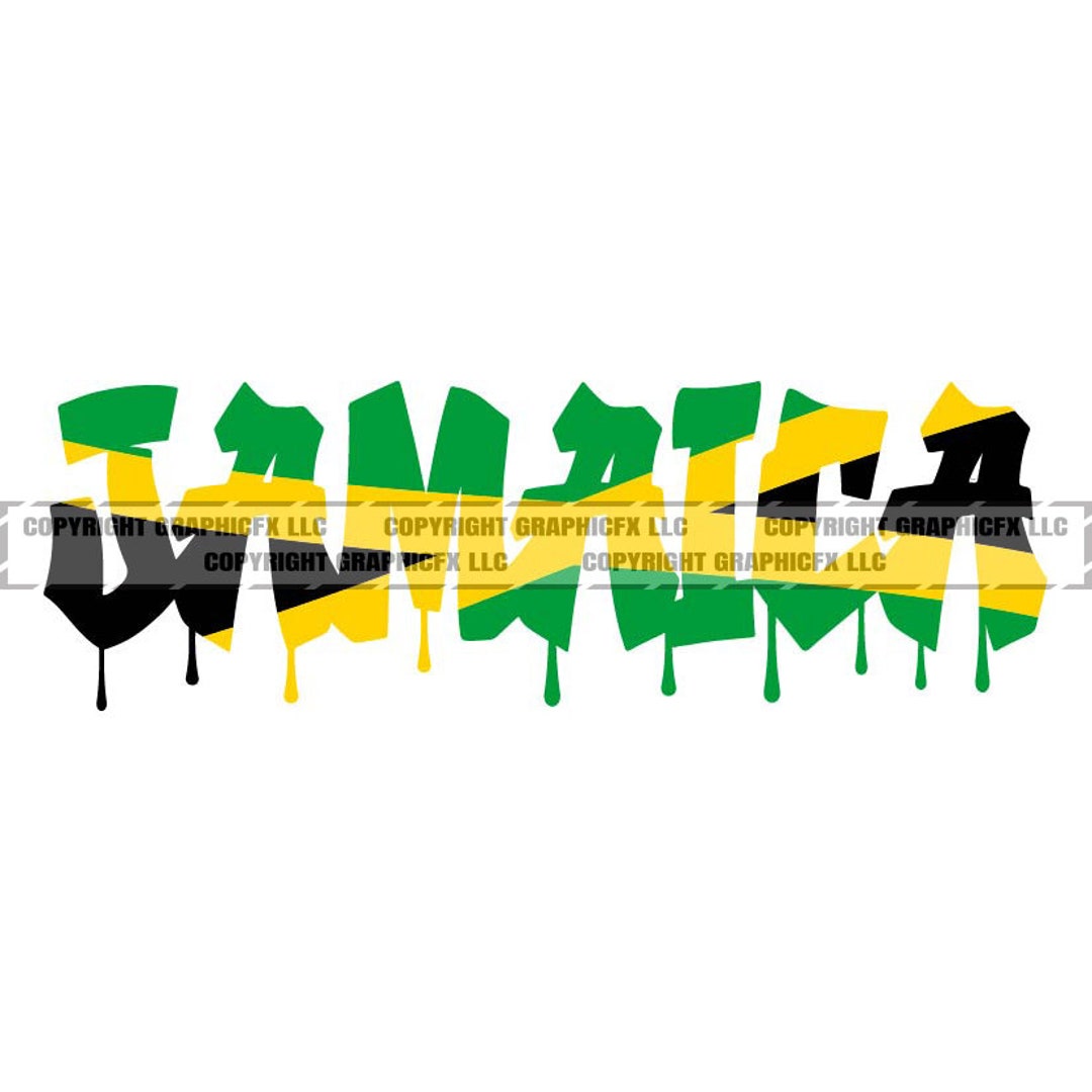 JAMAICA Graffiti Flag Color Text Word Art 1 Vector .eps, .dxf, .svg .png. Vinyl  Cutter Ready, T-shirt, CNC Clipart Graphic 2203 