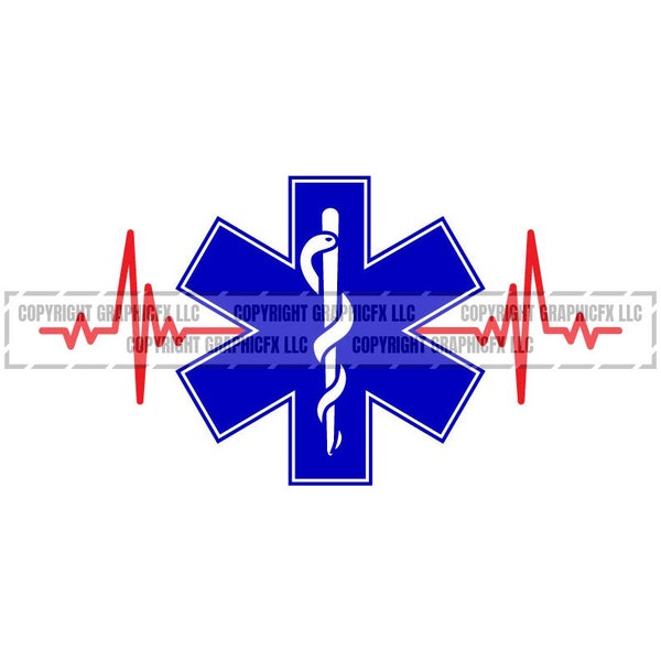 Star of Life Ambulance Medical EMT Heartbeat Logo Drugs Pharmacy Doctor .eps, .svg, .dxf .png Vinyl Cutter T-Shirt, CNC clipart graphic 1163