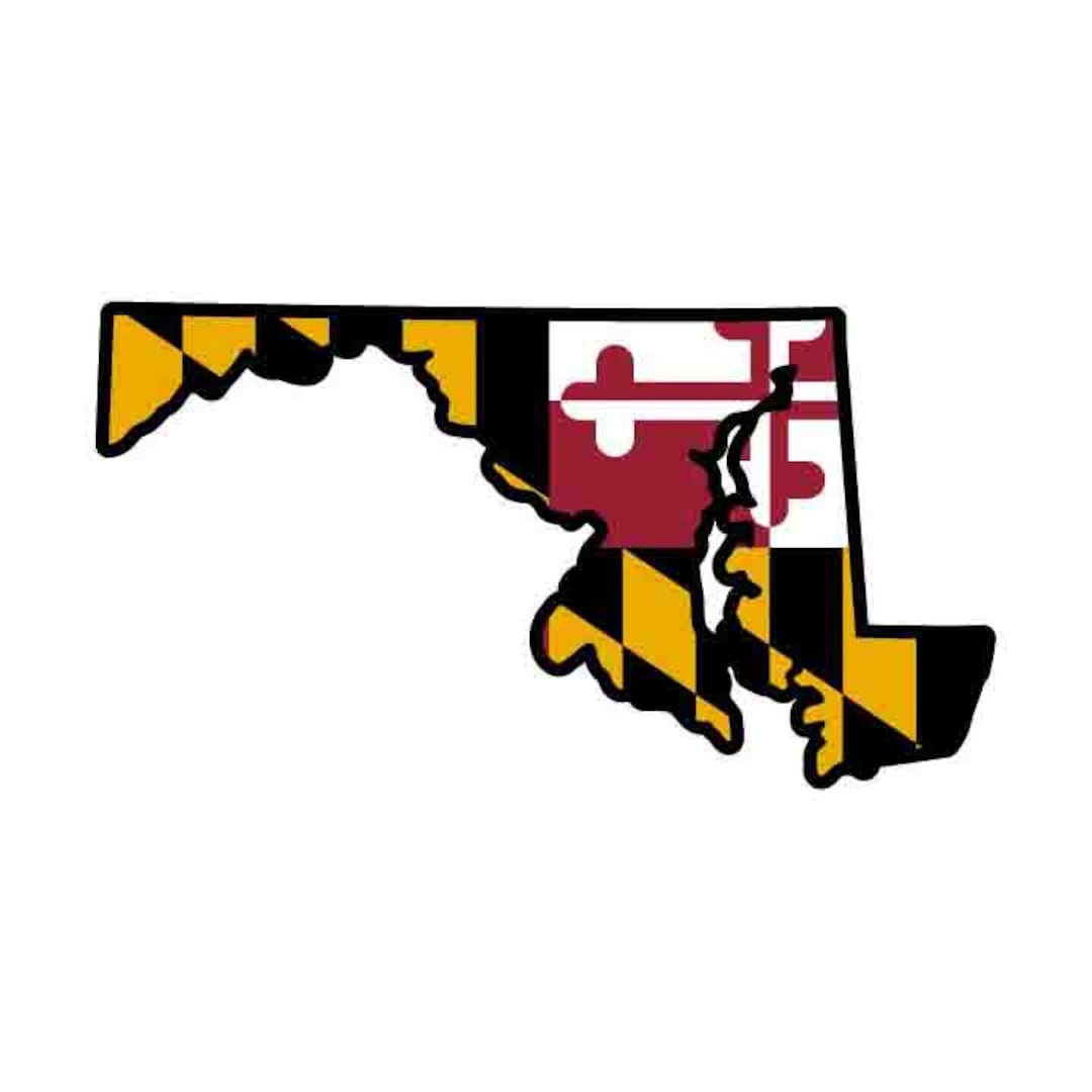 Maryland Flag State Outline INSTANT DOWNLOAD 1 Vector .eps, .dxf, .svg .png.  Vinyl Cutter Ready, T-shirt, CNC Clipart Graphic 0374 