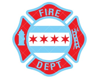 Chicago Fire Dept. Flag Logo: Vector Cut Files (Digital Download)