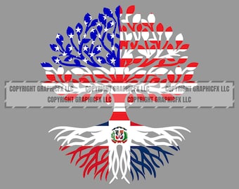 USA Dominican Republic Roots Art Vector (Digital Download)