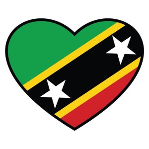 Saint Kitts Flag Heart vector .eps, .dxf, .svg .png. Vinyl Cutter Ready, T-Shirt, CNC clipart graphic 1010