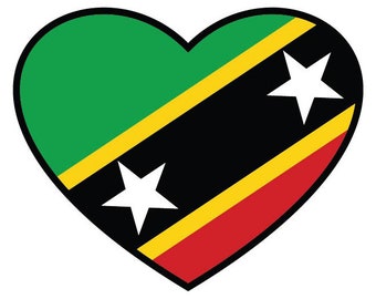 Saint Kitts Flag Heart vector .eps, .dxf, .svg .png. Vinyl Cutter Ready, T-Shirt, CNC clipart graphic 1010