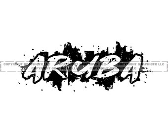 Aruba Paint Splatter Word Art: Vinyl Cutter Ready (Digital Download)