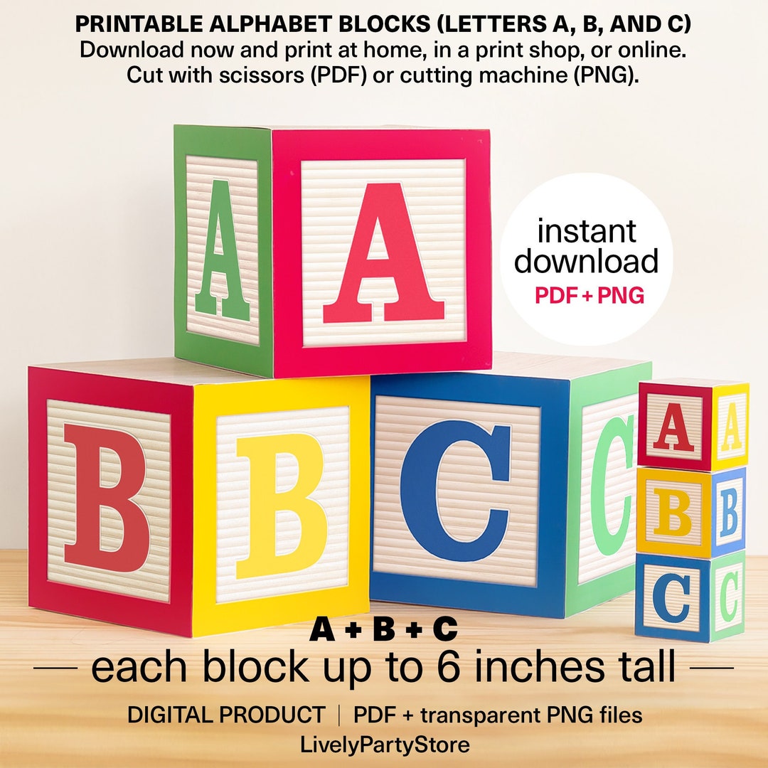 Printable ABC Blocks. Alphabet ABC Blocks With Letters A B Etsy