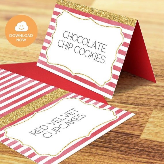 EDITABLE RED GOLD Food Tent Cards Red Buffet Food Labels Etsy EDITABLE RED GOLD Food Tent Cards Red Buffet Food Labels Etsy