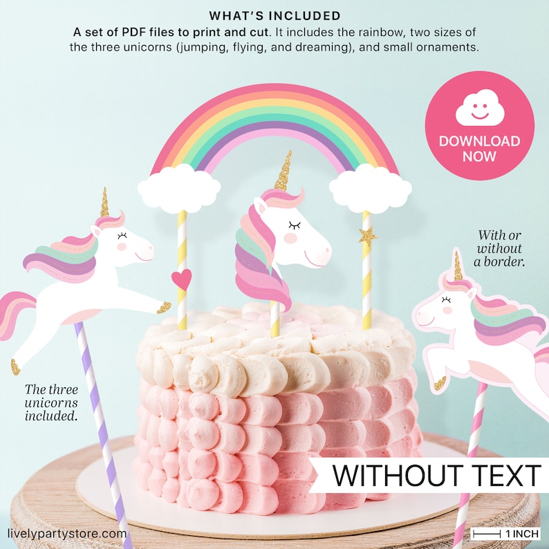 unicorn gold printable cake topper rainbow cake topper etsy