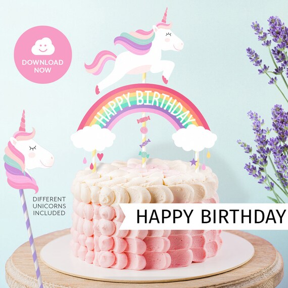 happy birthday unicorn cake topper printable unicorn cake topper