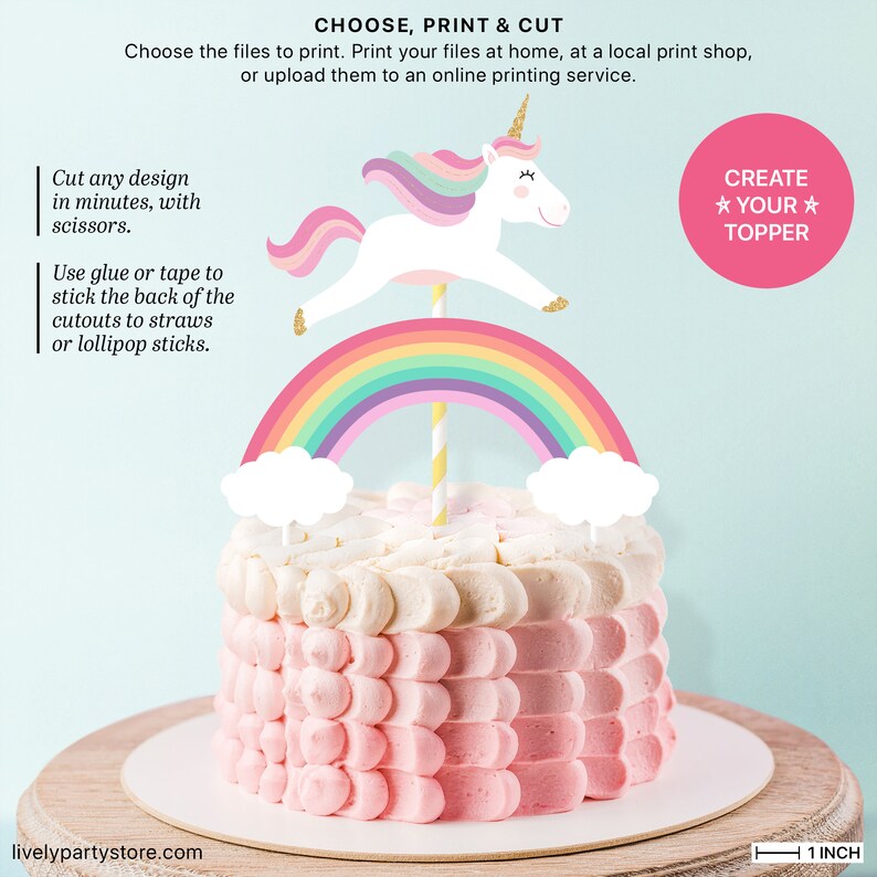unicorn gold printable cake topper rainbow cake topper etsy