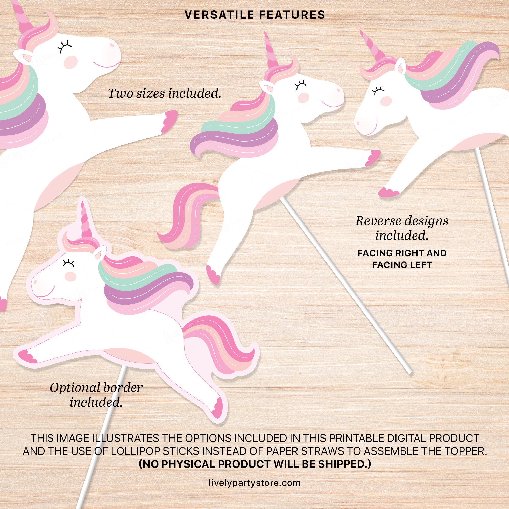 Unicorn Cake Topper Printable With Flowers Unicorn Party Press Print 