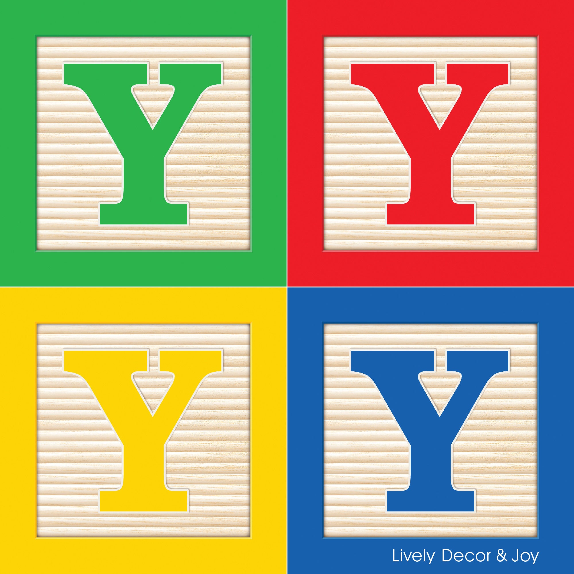 Printable LETTER Y Alphabet Block. Primary Colors and Green Etsy Canada