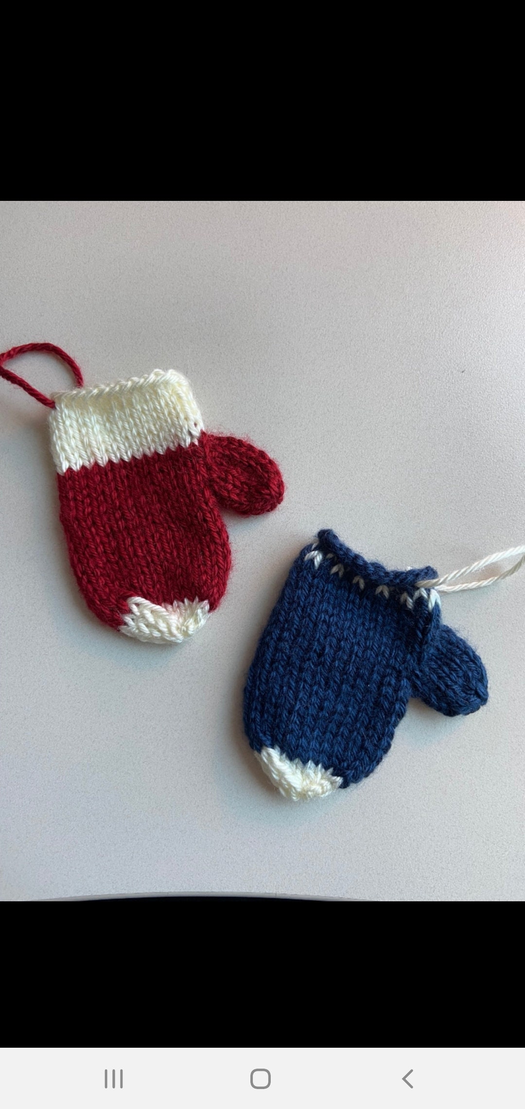 Christmas hand embroidery ornaments “Mittens” set of 3 main image 0